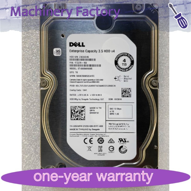 New Dell 0XWM1W ST4000NM0005 4TB 7200RPM 128M 3.5in SAS-12Gb HDD for PowerEdge