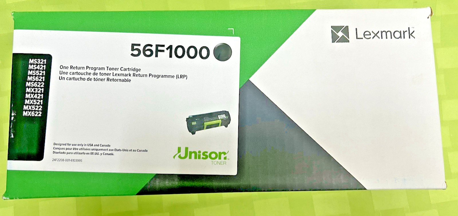 New Sealed Box Genuine OEM Lexmark 56F1000 Black Toner MS321 MS421 MS521 MS621