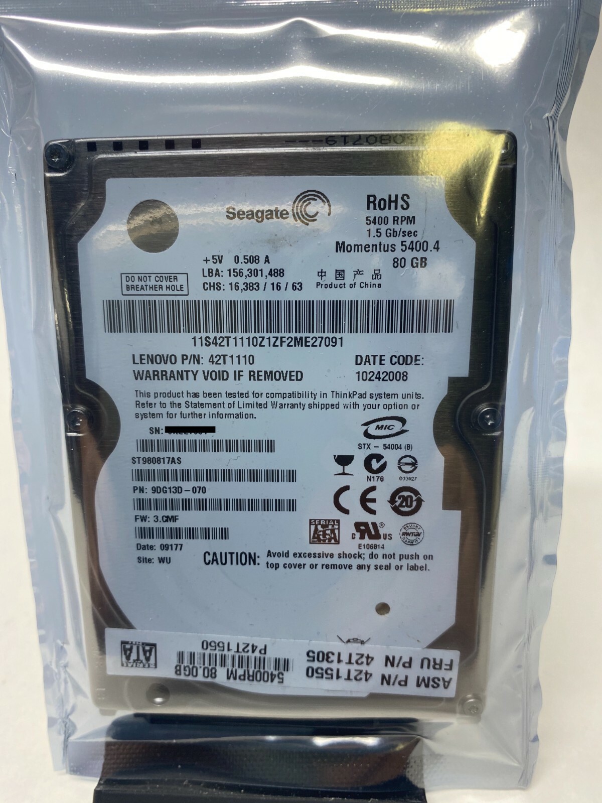 Seagate ST980817AS 80GB SATA 2.5" Laptop Notebook Hard Drive