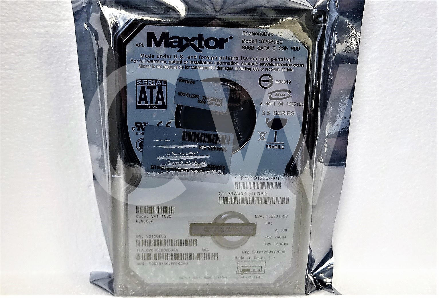 6V080E0 MAXTOR DiamondMax 391336-001 80GB 7200RPM 3Gb/s 3.5" SATA HDD Hard Drive