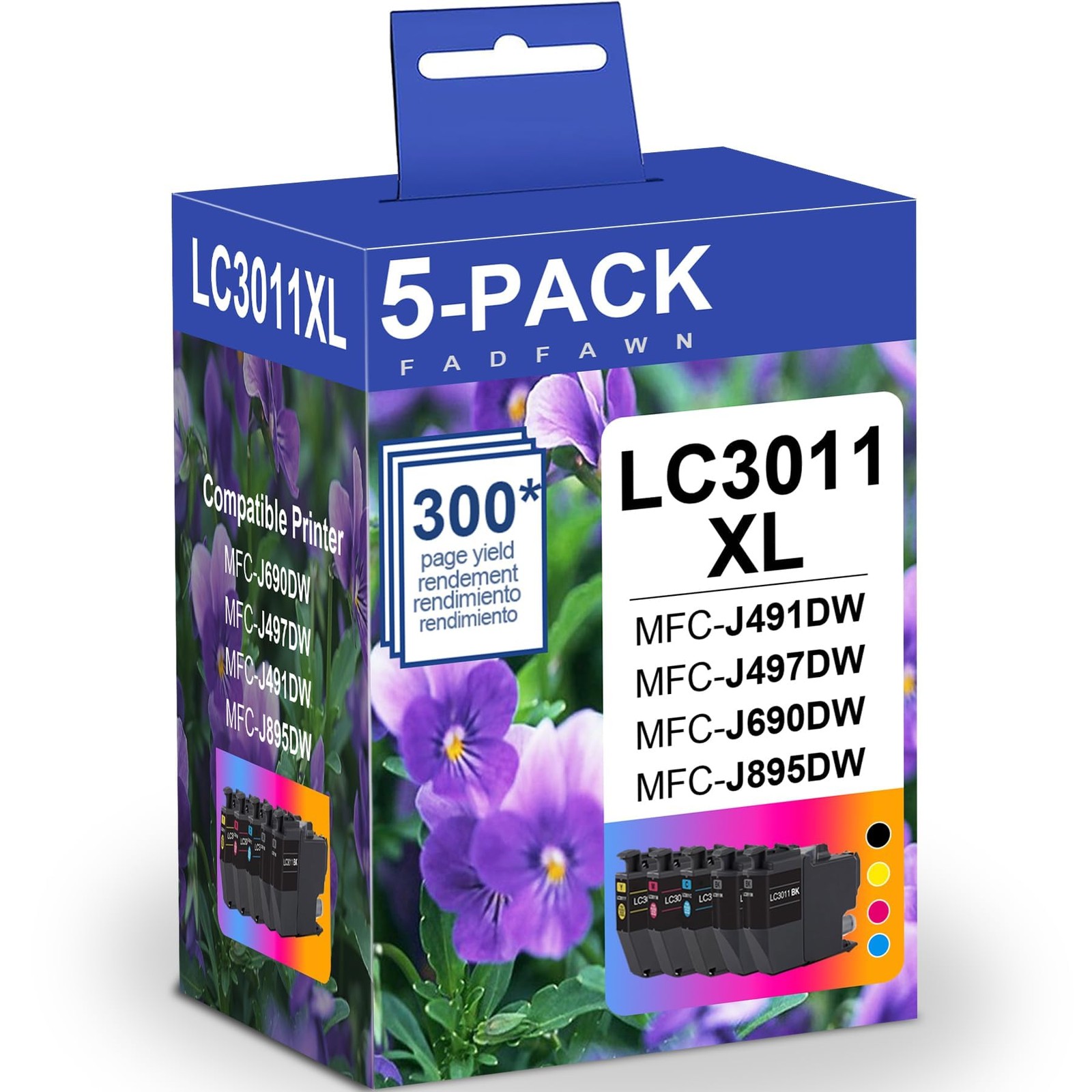 LC3011 Ink Cartridges BK/C/M/Y (5-Pack) High Yield for Brother