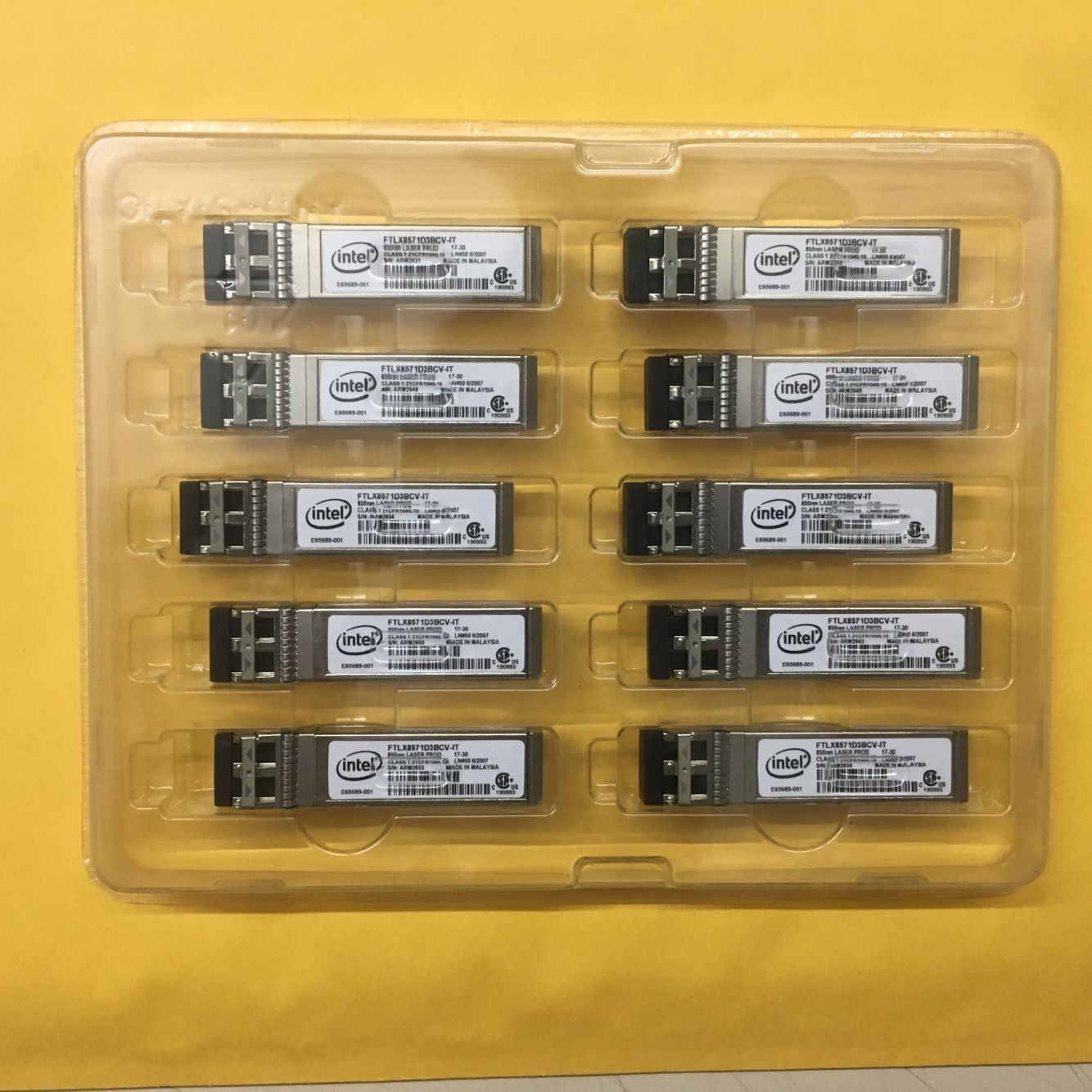 10pcs Intel E10GSFPSR FTLX8571D3BCV-IT  SFP+ Transceiver For X520-DA2/SR2