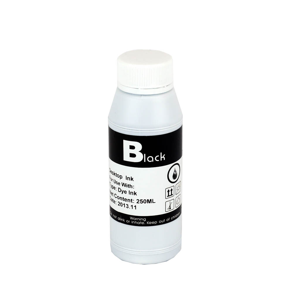 250 ml (10 oz) Premium black refill ink for all hp epson eco tank printers ciss