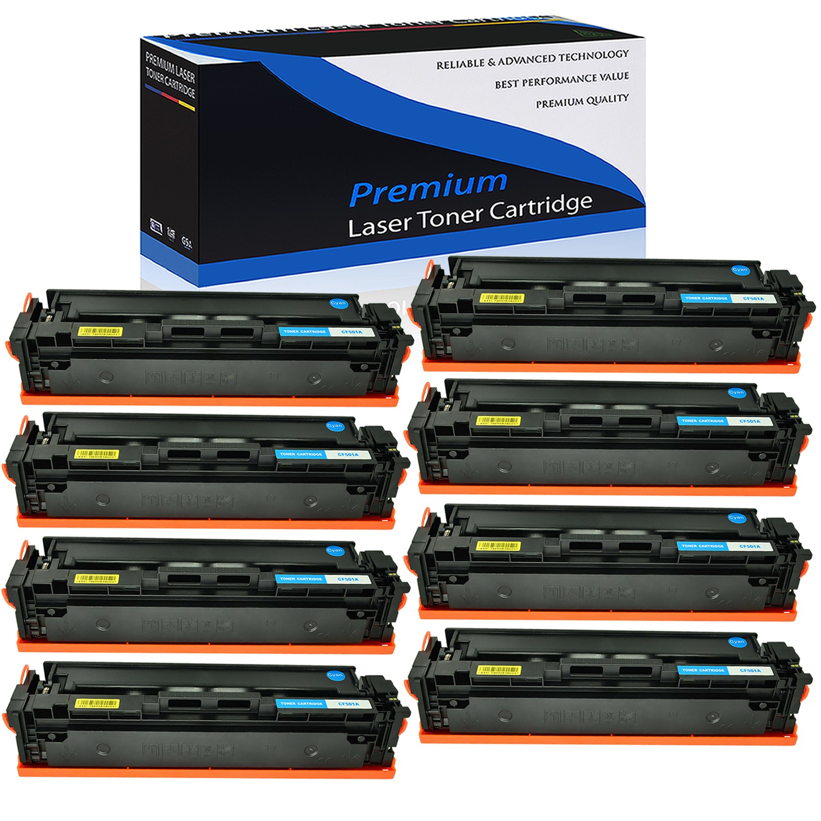 8PK Cyan CF501A 202A Toner Cartridge Fit for HP LaserJet Pro M254nw MFP M281dw