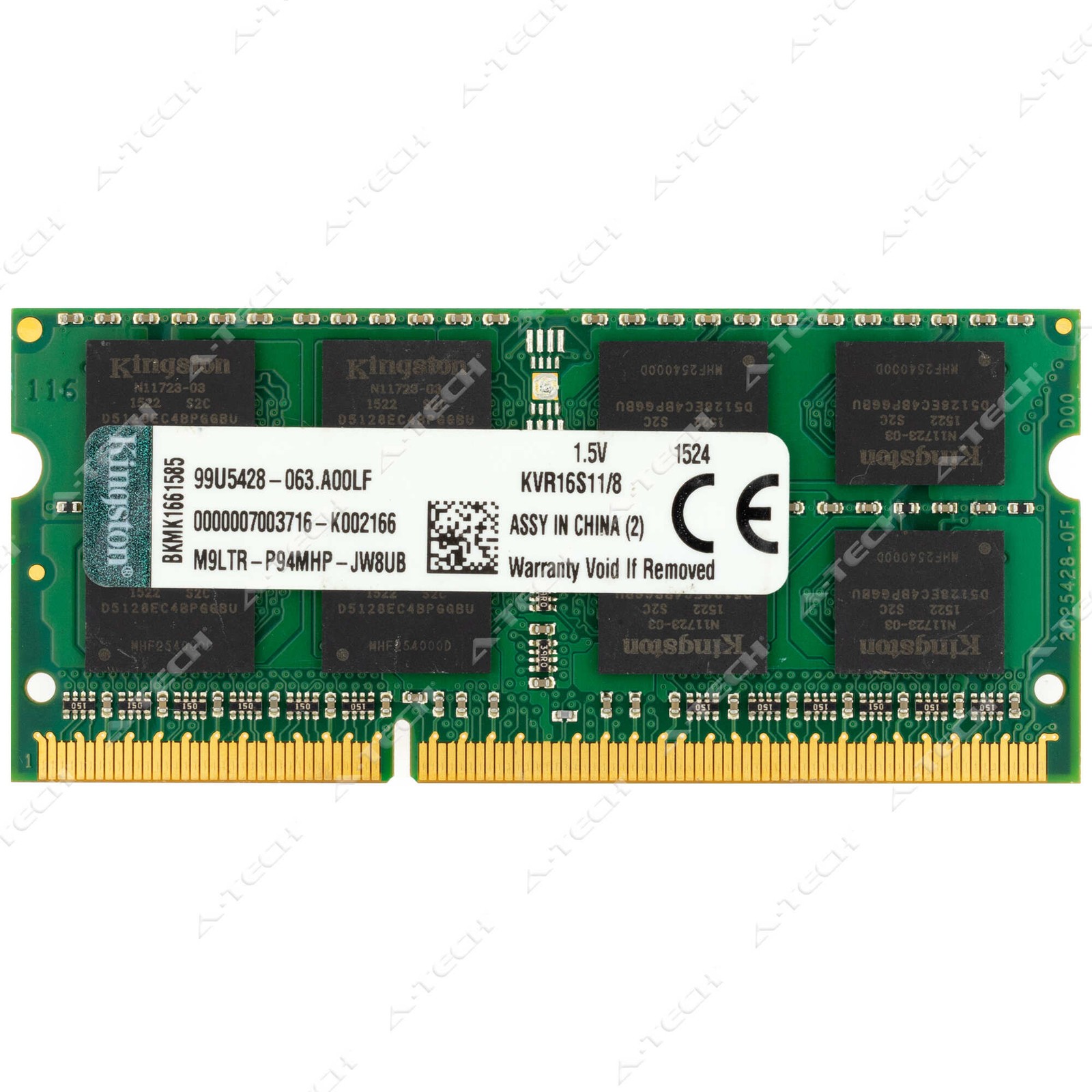 Kingston 8GB DDR3 1600 MHz PC3-12800 2Rx8 SODIMM Laptop Memory RAM (KVR16S11/8)
