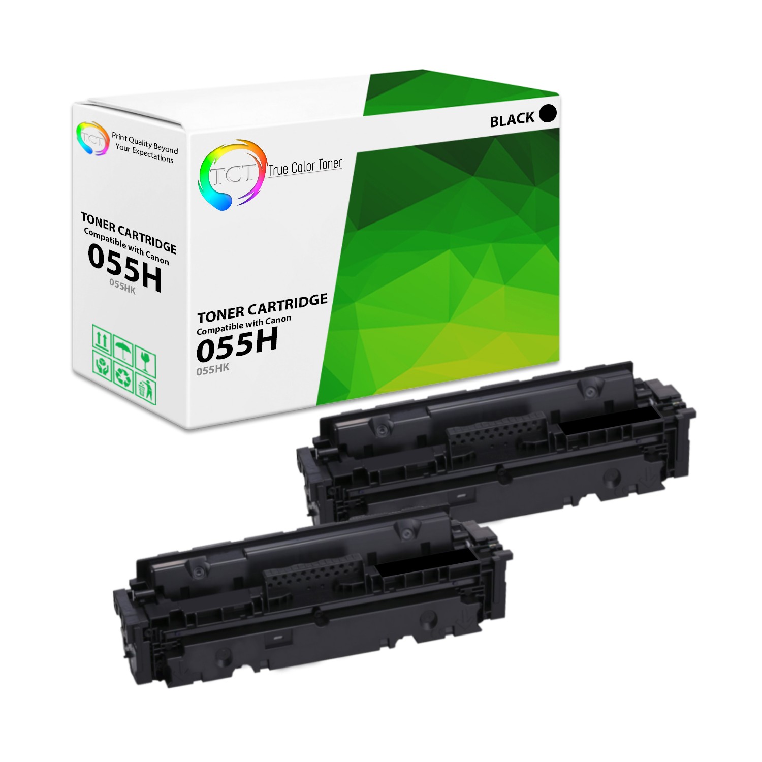 2PK TCT Premium 055H 3020C001 Black High Yield Compatible Toner For Canon