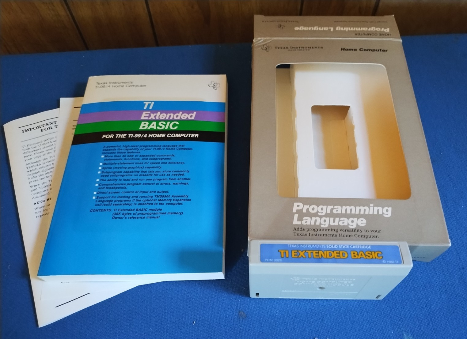 NEW TI-99/4 Extended BASIC PHM 3026 Cartridge w/ Manual & Original Box