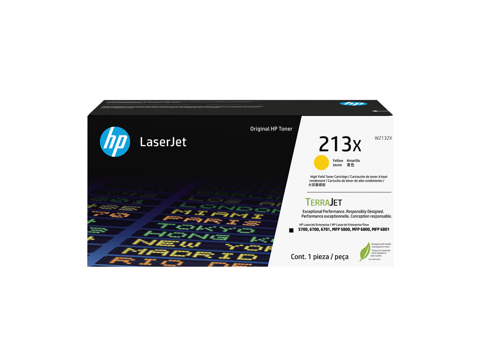 HP 213X High Yield Yellow Original LaserJet Toner Cartridge, ~6,000 pages,