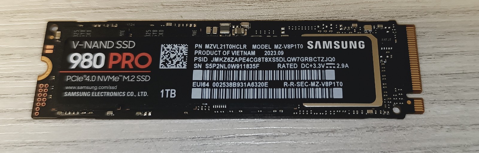 Samsung 980 Pro 1TB NVMe m.2 2280 Gaming SSD 97% life remaining