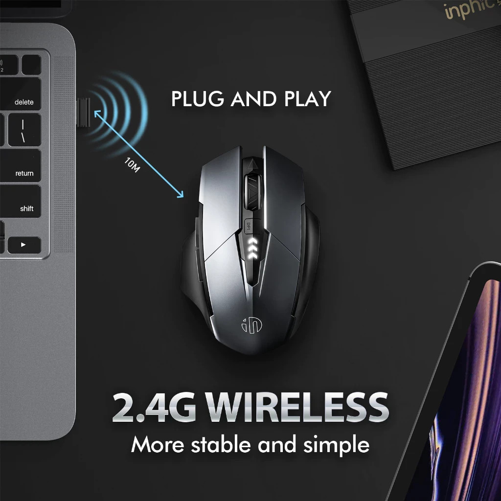 Inphic F1 2.4G Wireless Rechargeable Mouse – Ergonomic, Silent, and Ultra-Precis