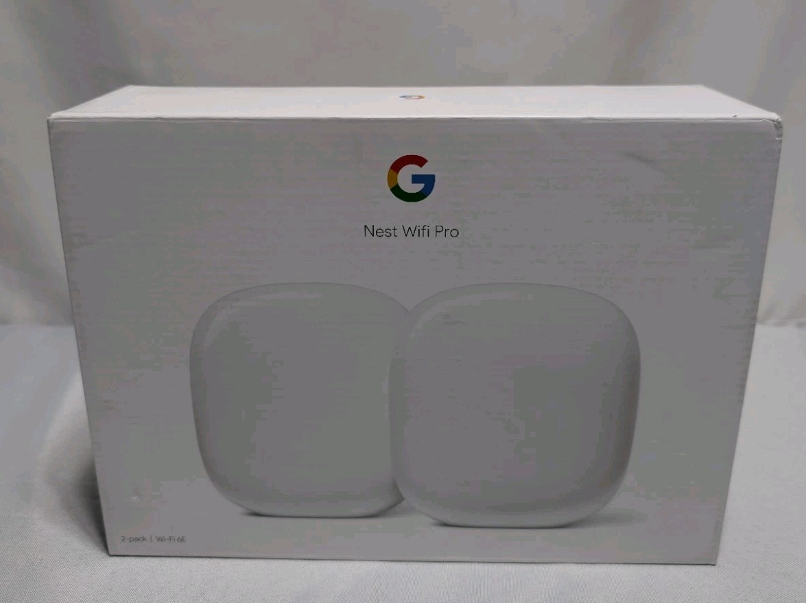 Google Nest Wifi Pro Wi-Fi 6E Router Mesh System - Snow (2-Pack) (OPEN BOX).