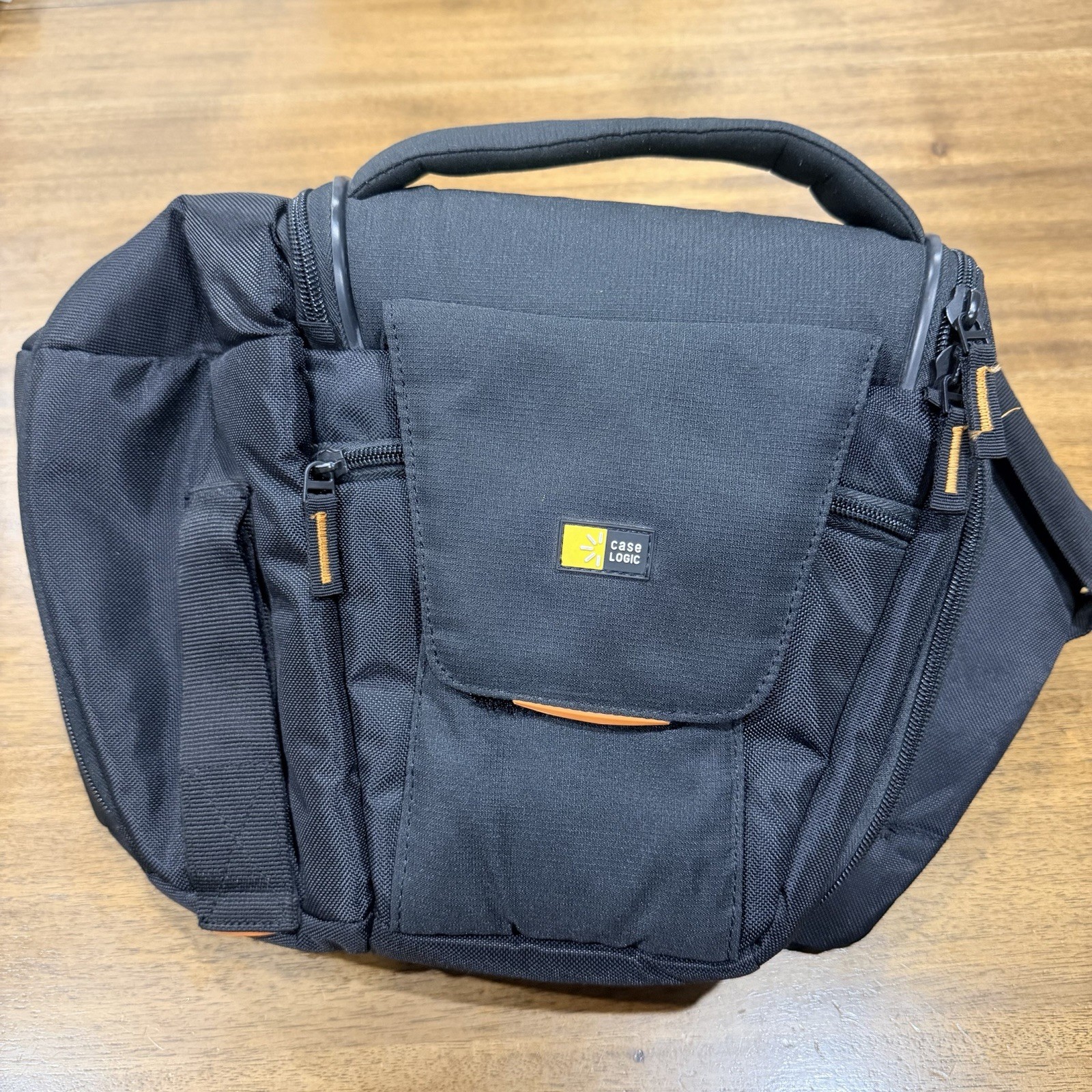 Case Logic Black Messenger Crossbody Bag Laptop Camera Travel Organizer Orange