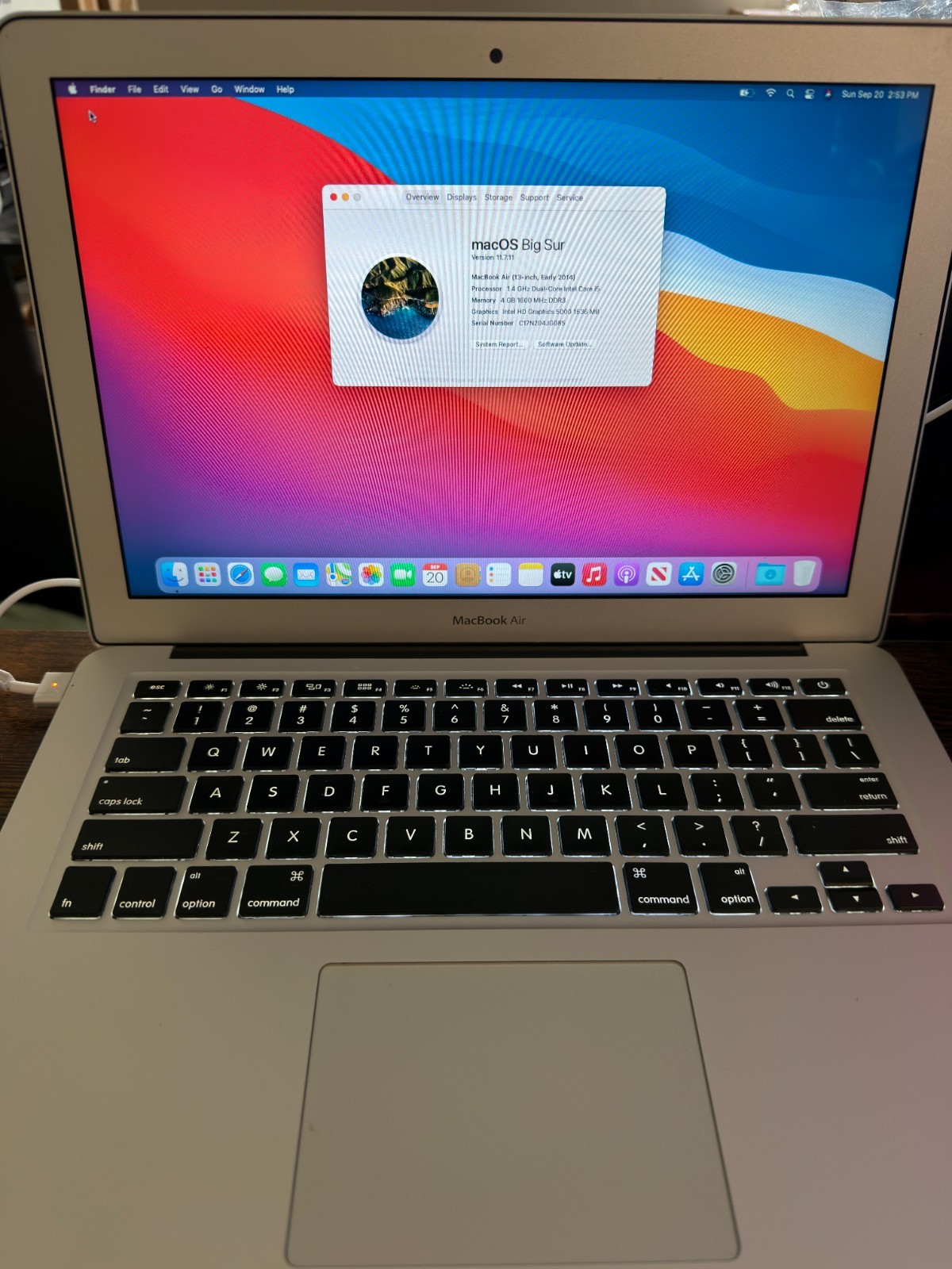 Apple MacBook Air 13" Early 2014 A1466 i5 1.4GHz 4GB 128GB SSD Big Sur