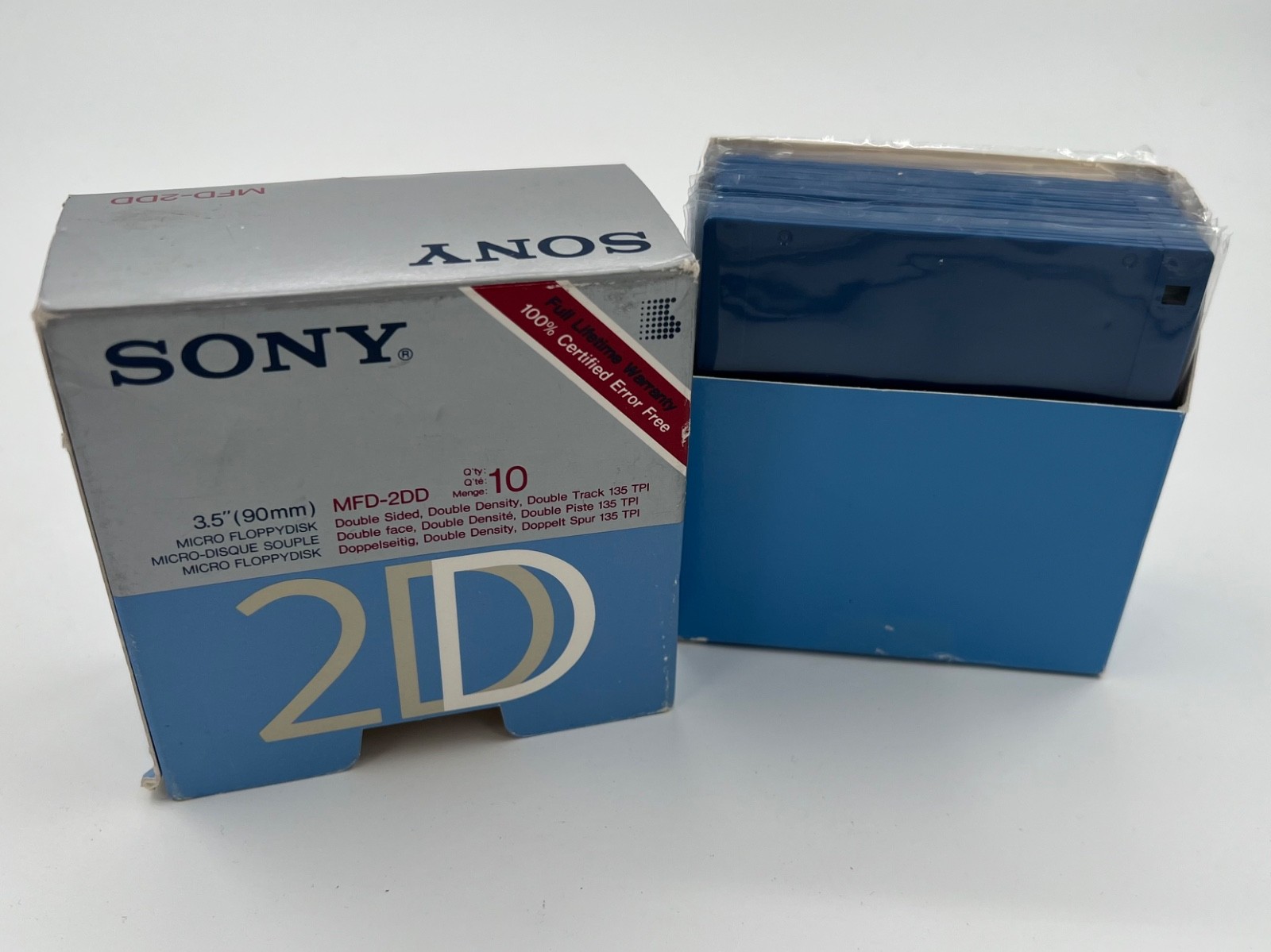 Sony MFD-2DD 3.5 Floppy Disks DS/DD Double Density 10 Pack NEW Open Box VINTAGE