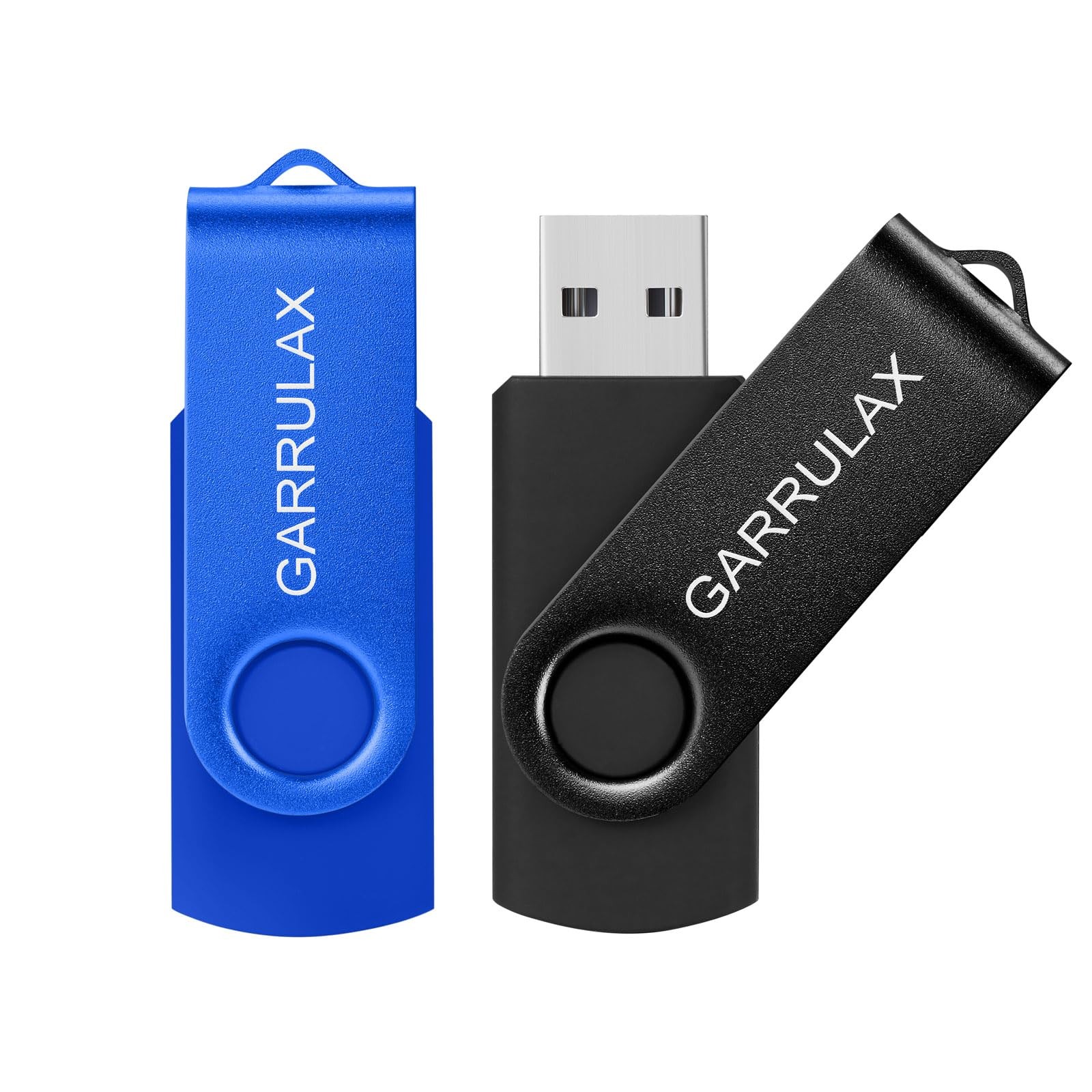 GARRULAX USB Flash Drive, 64GB 2.0 Rotatable Memory 64GB, Black+Blue 