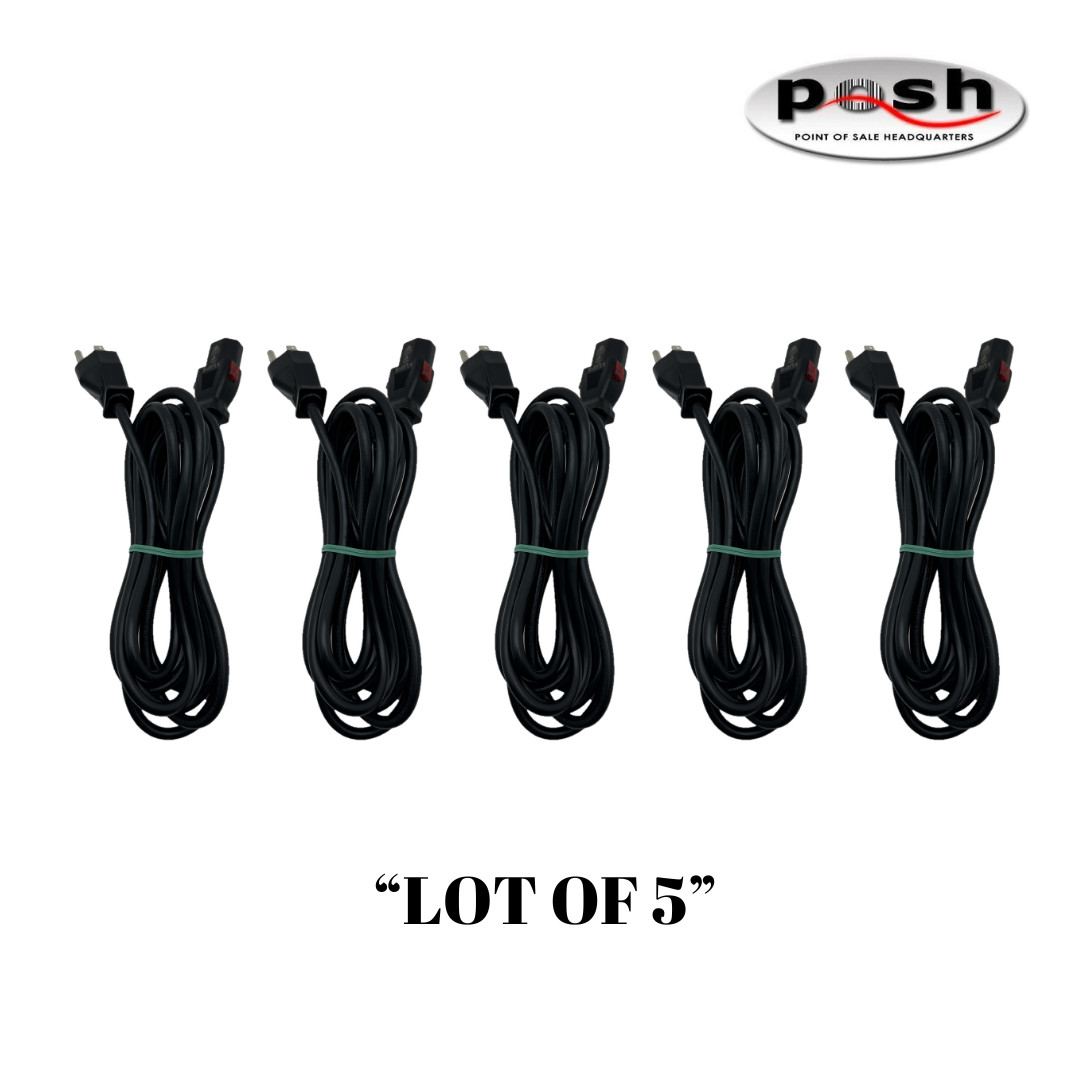 "Lot of 5" 10FT 18/3 SVT 105°C BLACK NEMA 5- 15P to C13 Auto-Lock Power Cord