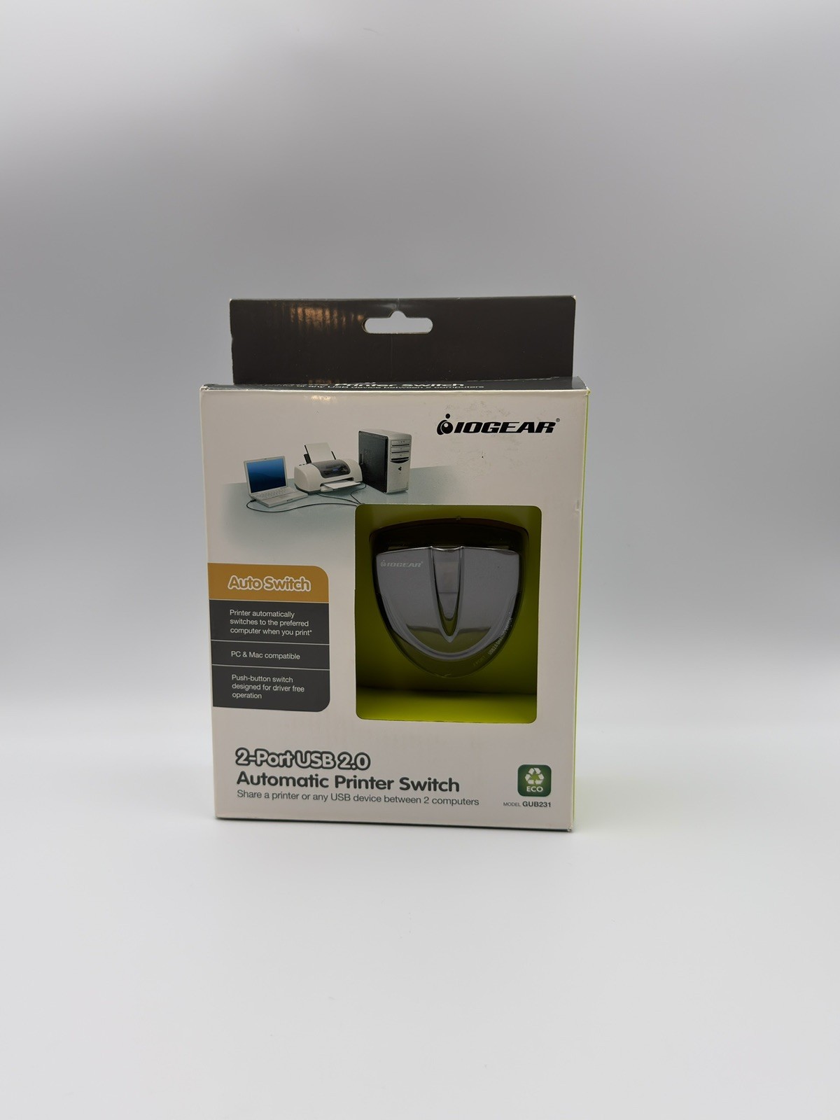IOGear GUB231 2-Ports External USB 2.0 Automatic Printer Switch New
