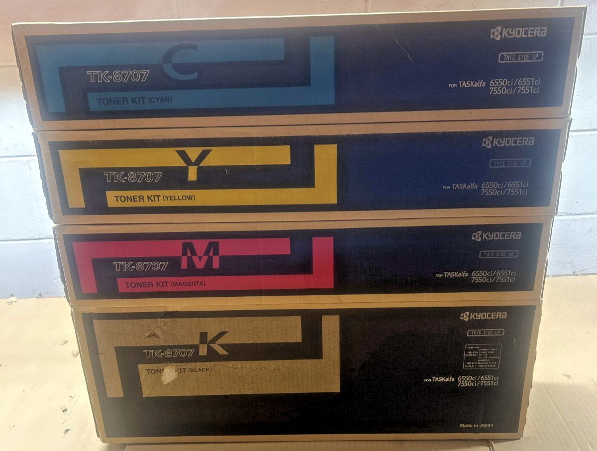 Genuine Kyocera TK8707C Cyan TK8707M Magenta TK8707Y Yellow TK8707K Black Toners
