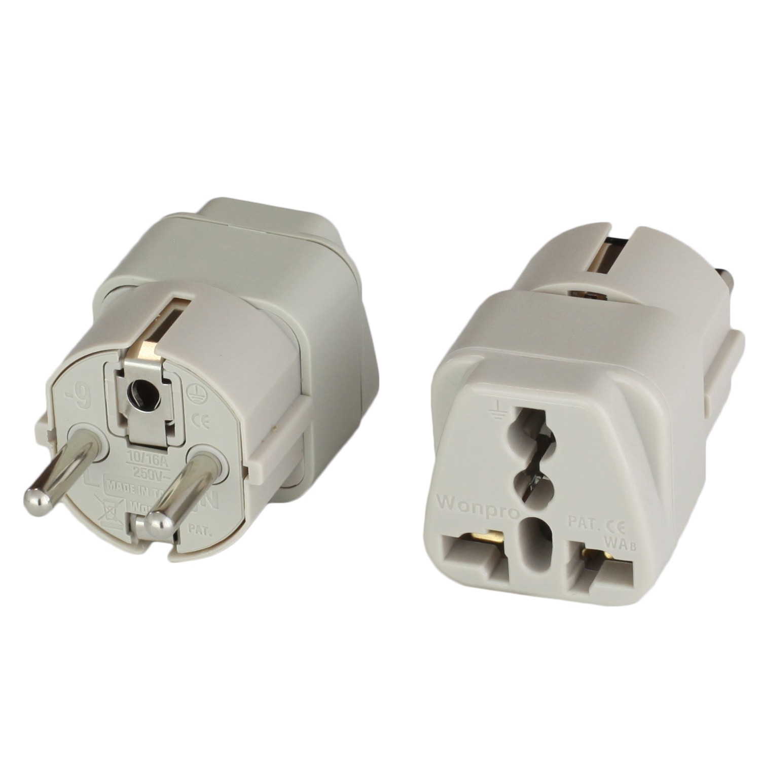 20 Pack of Adapter European Schuko CEE7/7(M) to Universal(F), 16A 250V. Approval