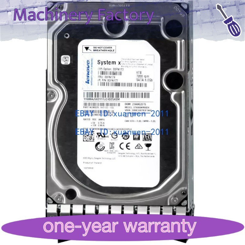 Lenovo IBM 00FN173 00FN174 00FN177 6TB 7.2K 6Gbps NL SATA 3.5" G2HS 512e HDD