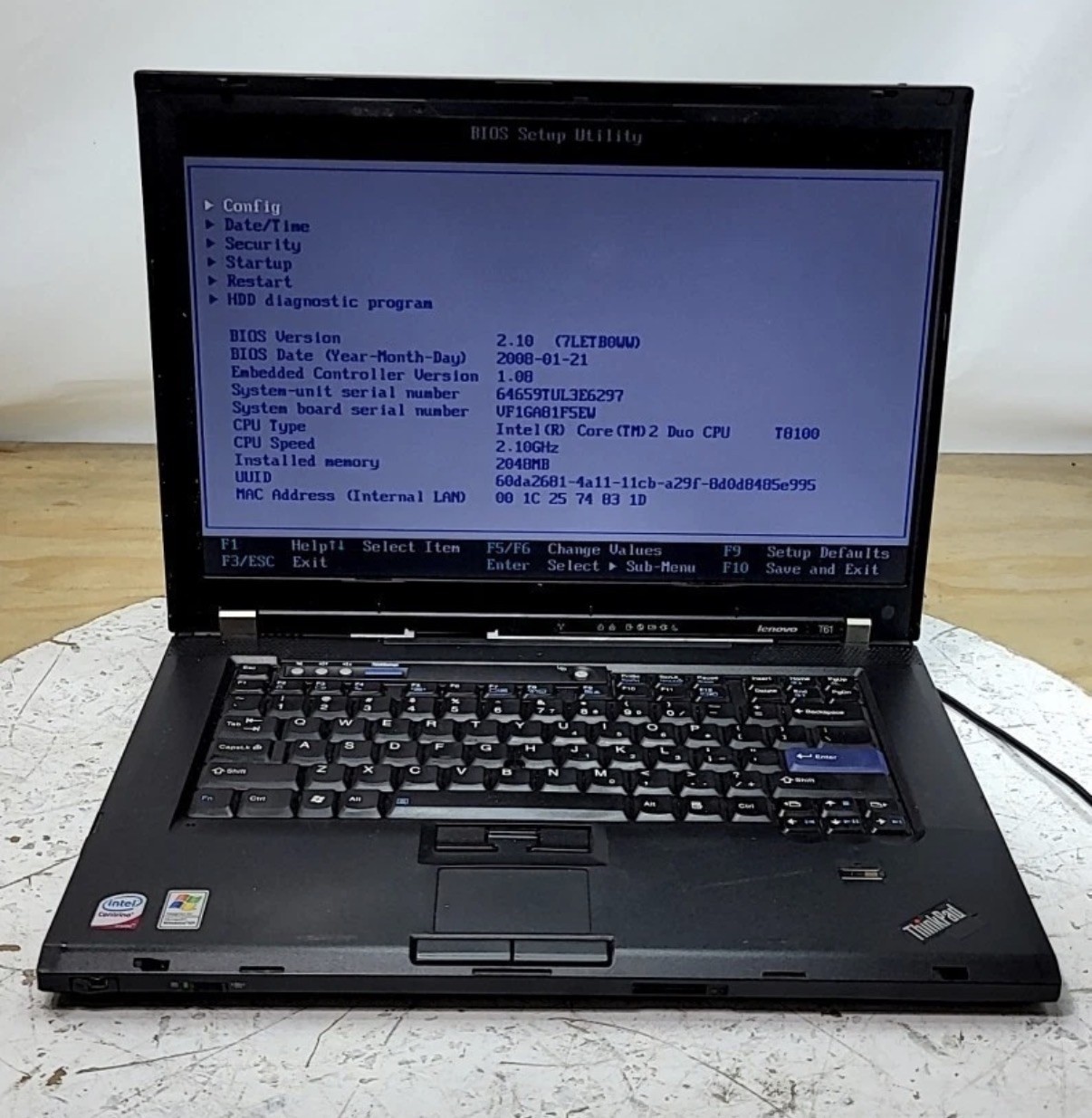 LENOVO ThinkPad T61 Laptop Intel CENTRINO 2GB SEE NOTES