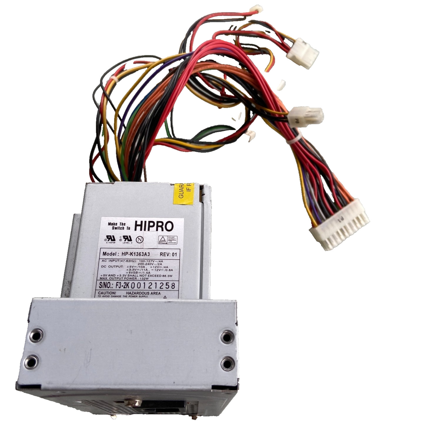 Hipro AC Adapter Power Supply HP-K1363A3 132W PC Computer Light Comes On