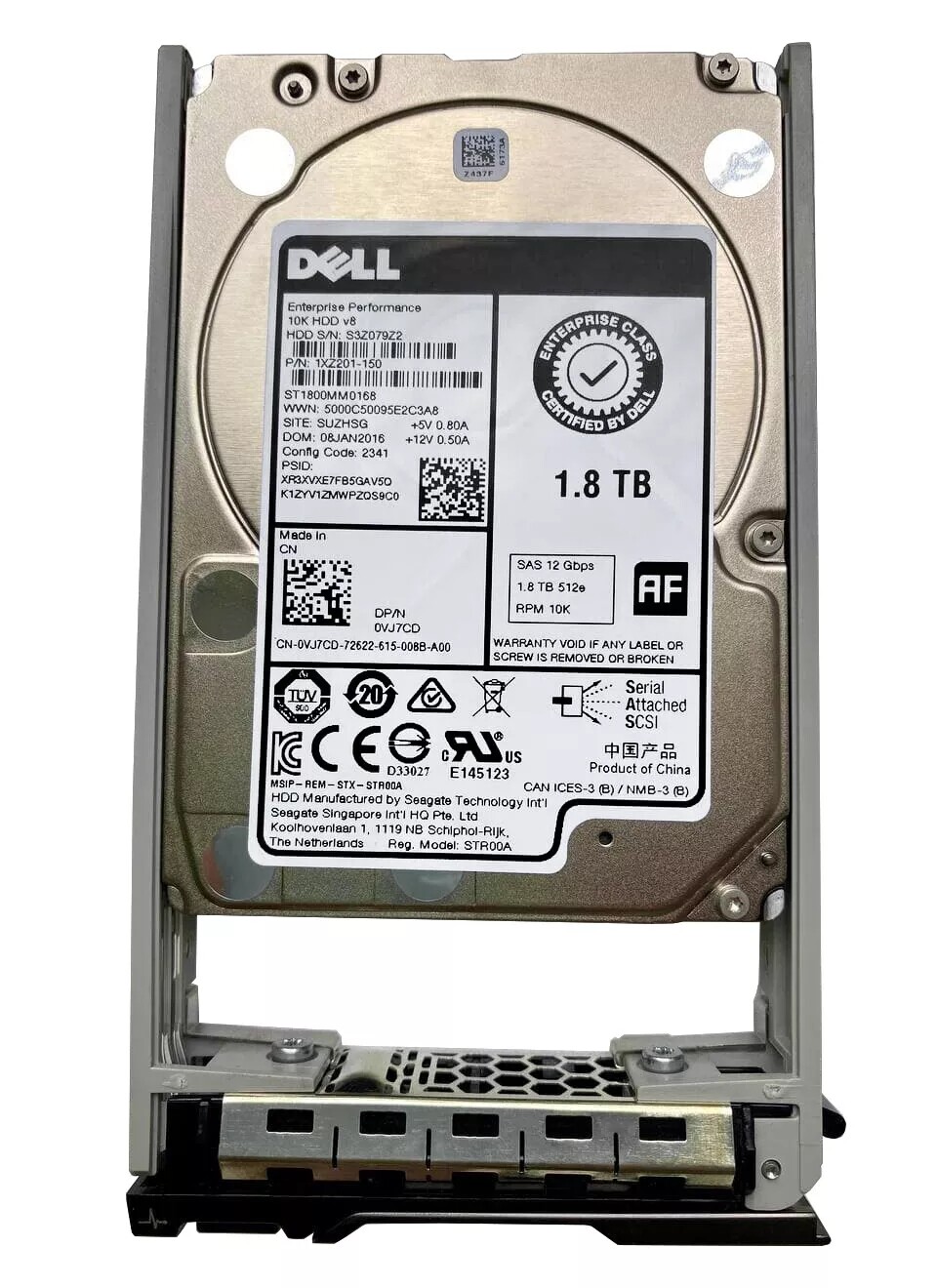 VJ7CD Dell ST1800MM0168 1.8TB 10K RPM 2.5" 12Gbps SAS SERVER Hard Drive W/ CADDY