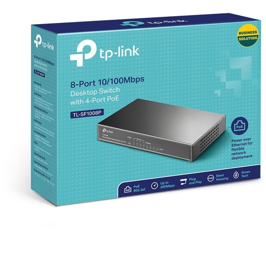 TP-LINK TL-SF1008P 8-Port 10/100Mbps Desktop Switch with 4 PoE Ports Brand New