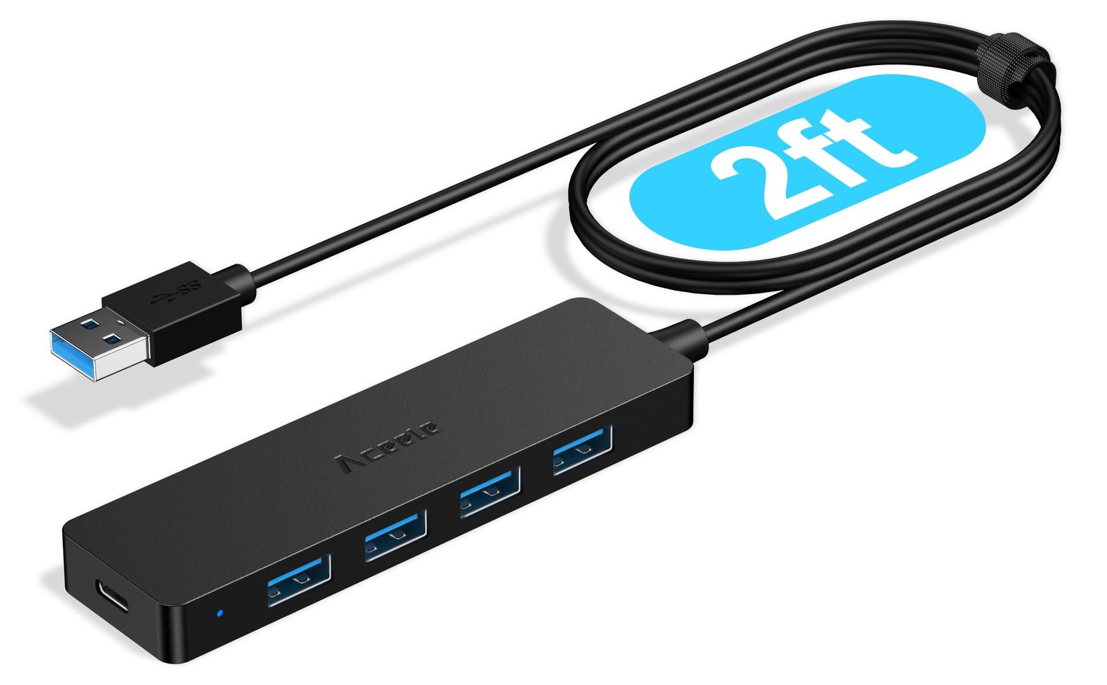 4port Usb 3.0 Hub Ultraslim Data Usb Hub With 2 Ft Extended Cable charging Not