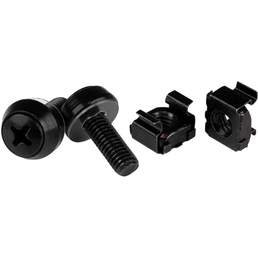 StarTech M6 x 12mm - Screws and Cage Nuts - 100 Pack, Black