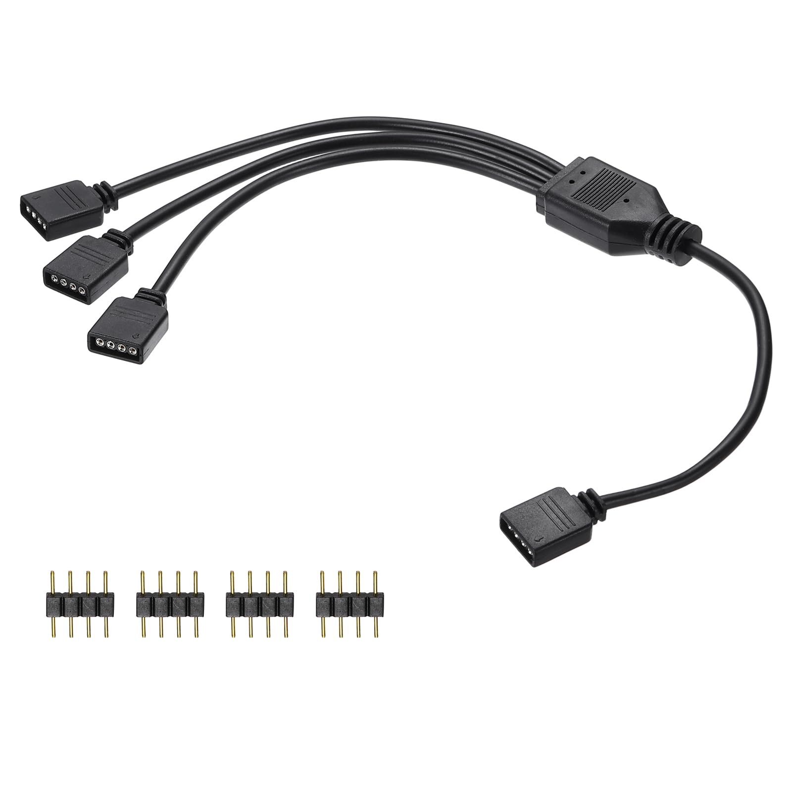 RGB Splitter Cable 12V 12" 4 Pin 1 to 3 Female to Female Black