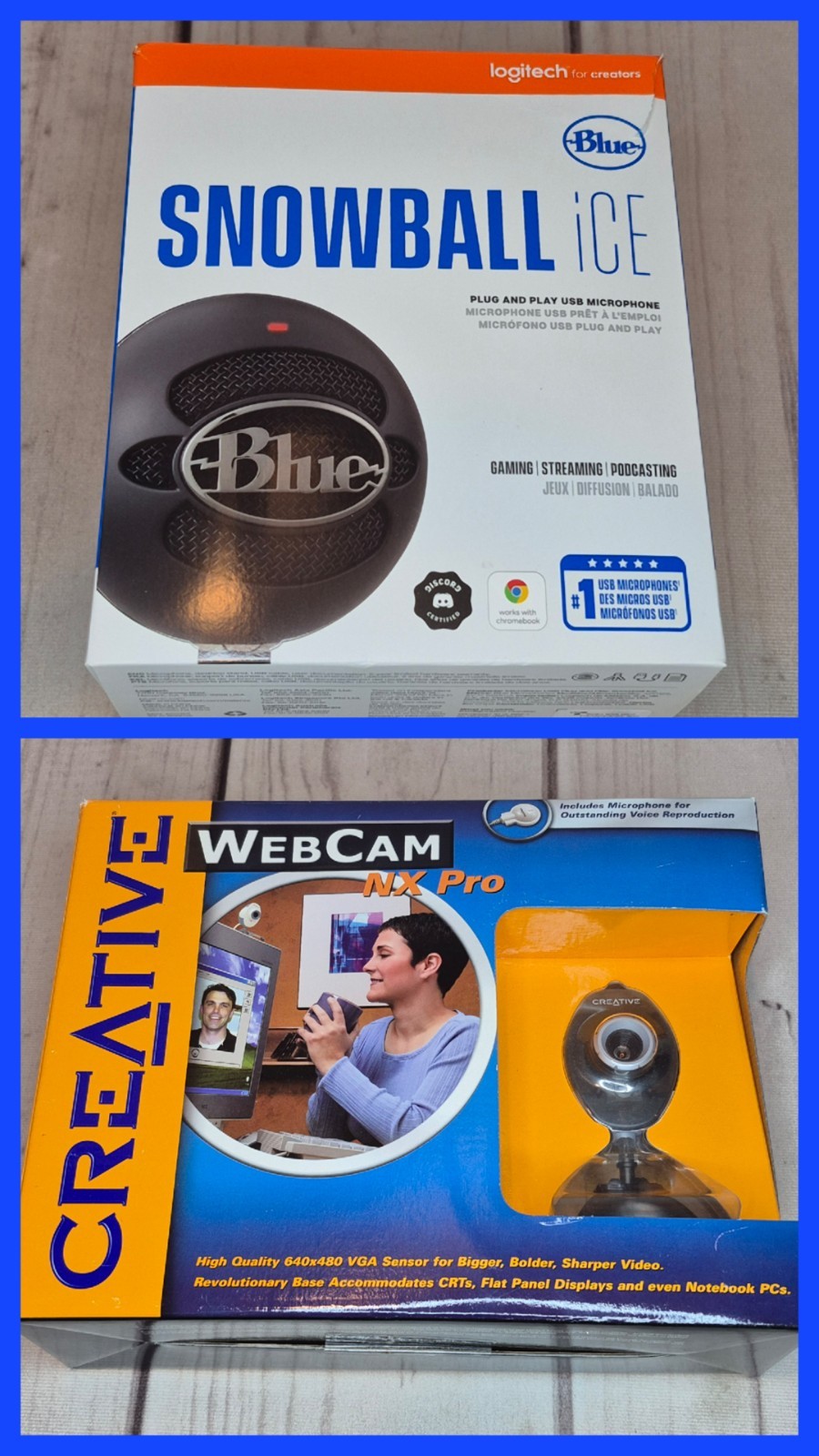 Blue Snowball iCE USB Plug & Play Microphone AND Creative WebCam NX Pro Combo