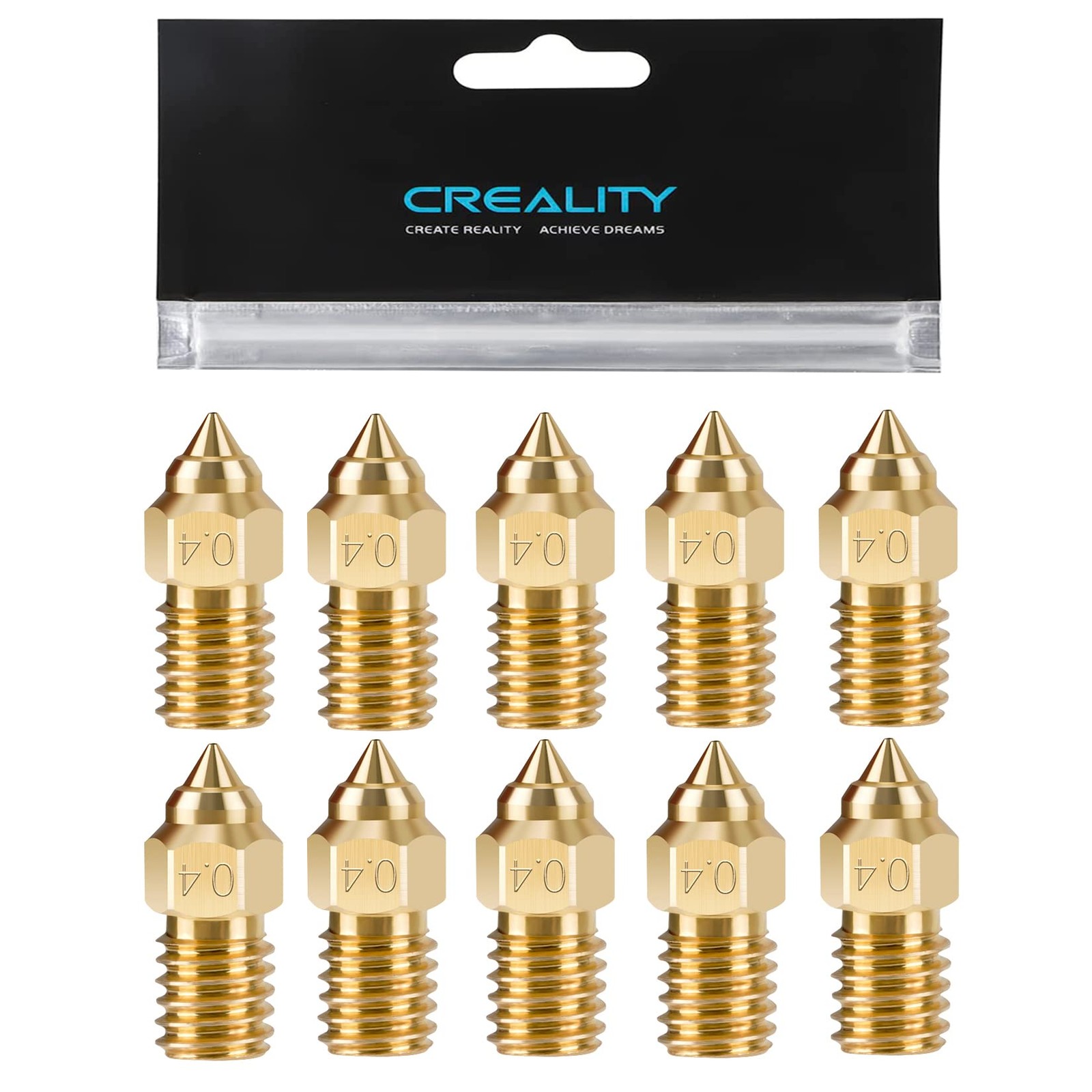 10PCS Brass 0.4mm Nozzles for Ender 3 V3 SE, Ender 5 S1, 3D Printer Parts High S