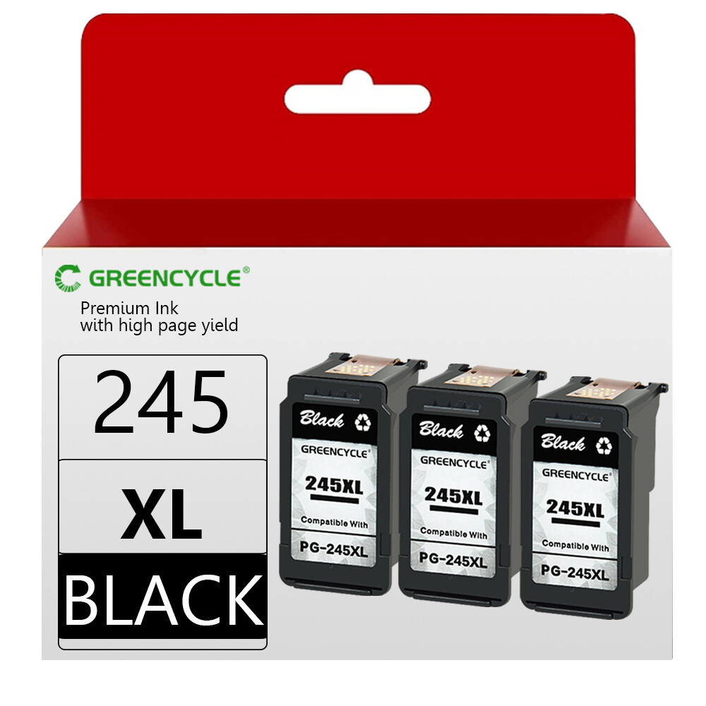 3PK GREENCYCLE PG-245 XL Black Ink XL for Canon MX490 MX492 MG2450 MG2500 MG2520
