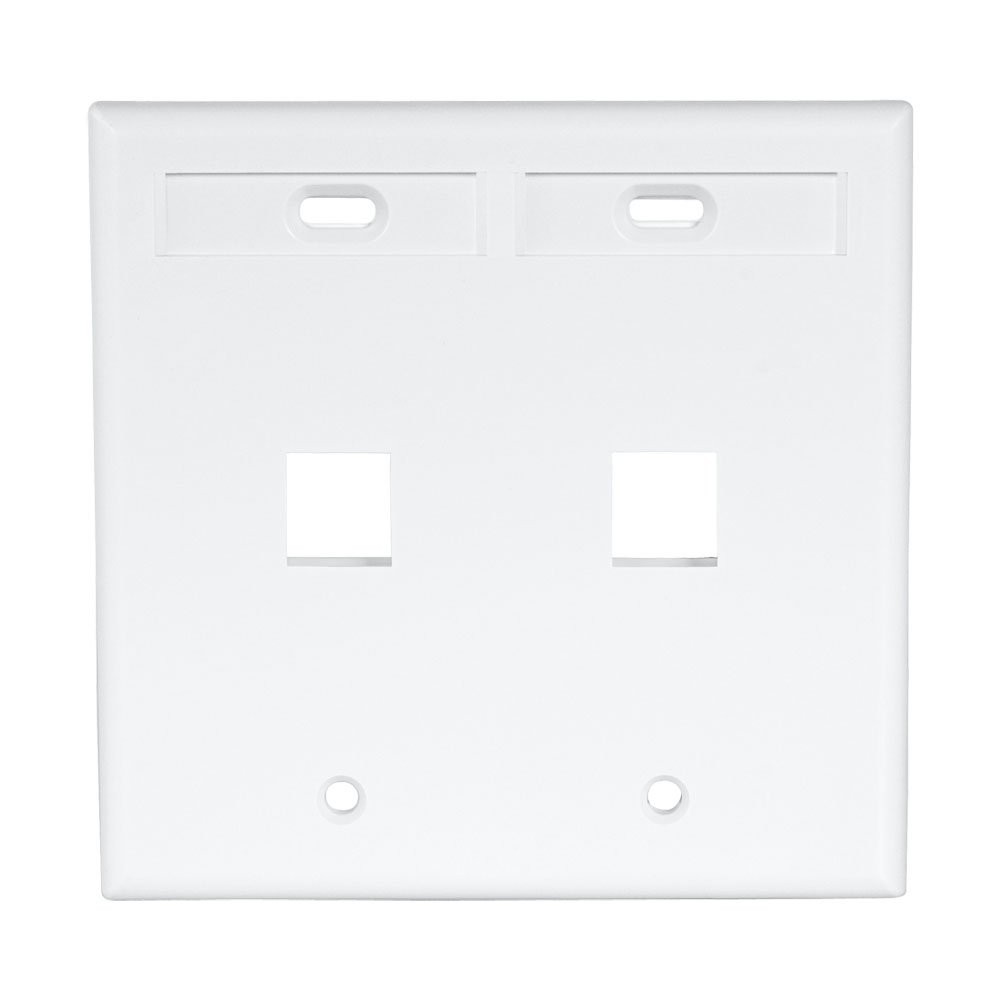 Leviton 2-Port Dual Gang QuickPort Wall Plate with ID Windows White