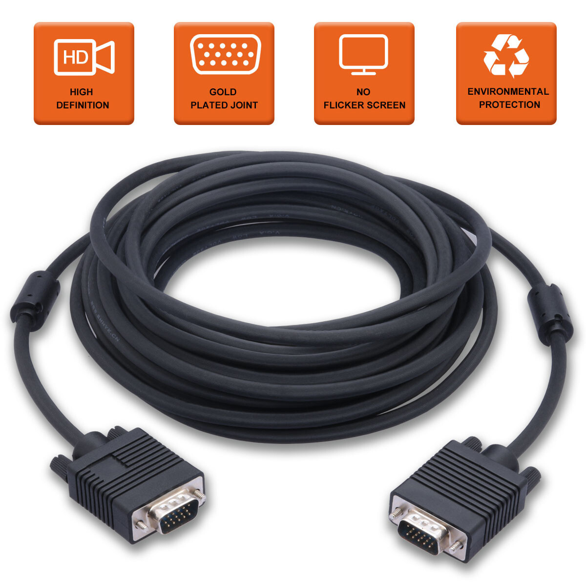 VGA Cable 15Ft, VGA to VGA Monitor Cable HD 15pin SVGA for PC Laptop TV Porject