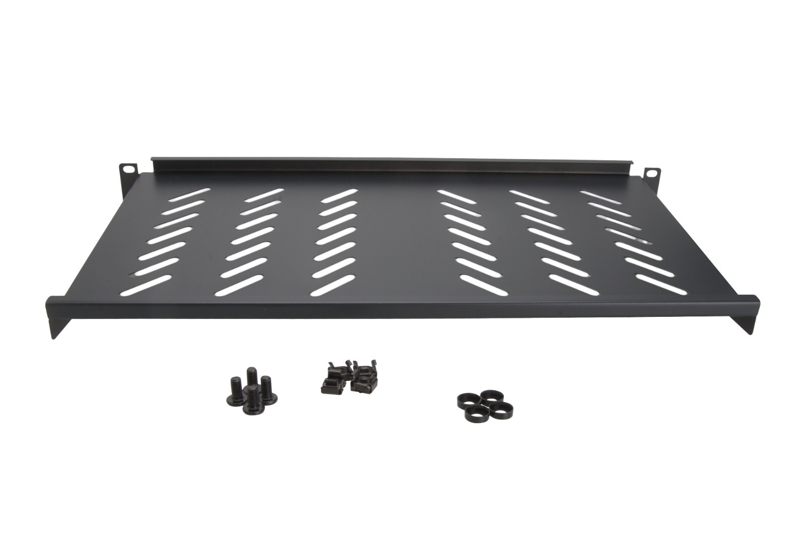 1U 19" Rack Mount Server Shelf - 10" Depth 11lbs Capacity Heavy Duty Metal Black