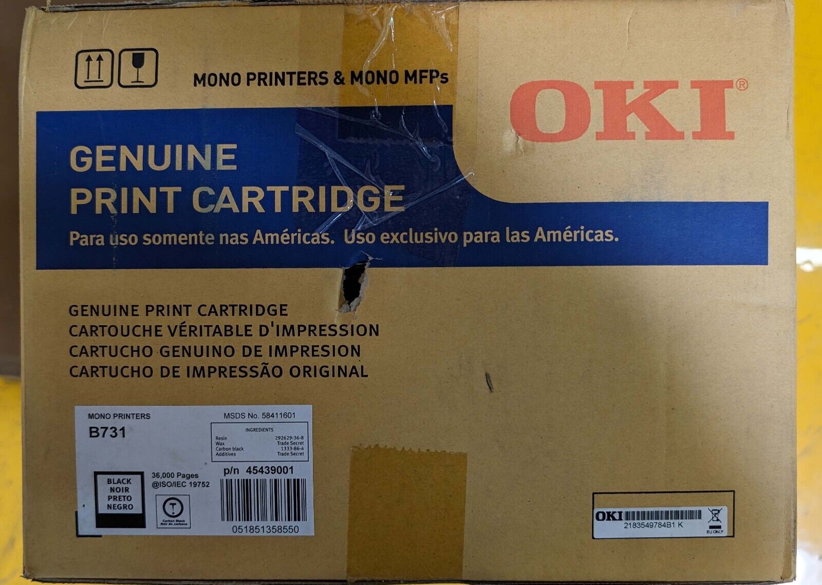 Okidata 45439001 Extra High Yield (36K) Black Toner Cartridge B731dn Printer