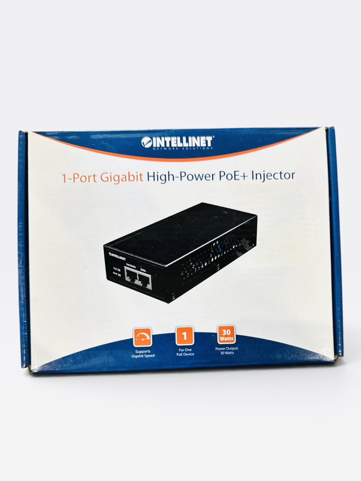 Intellinet 560566 1-Port Gigabit High-Power PoE+ Injector 30W - New In Box