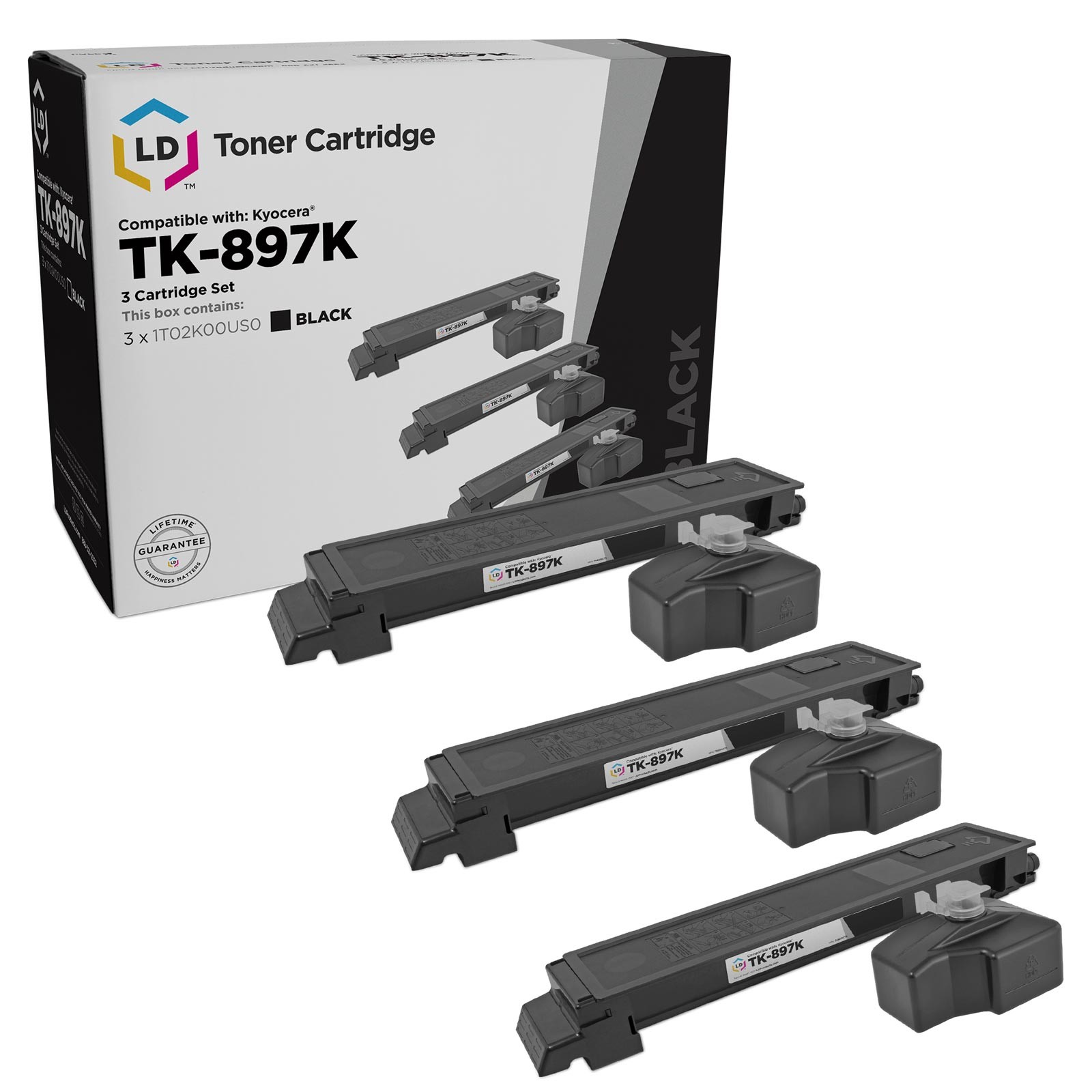 LD Comp Kyocera-Mita TK-897K 3pk TASKalfa 205c 255 255c FS-C8520 FS-C8525