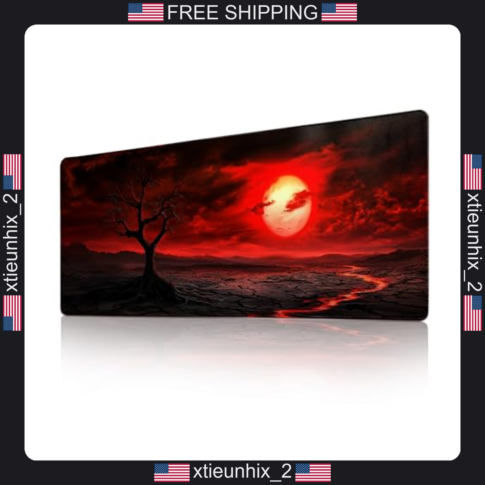 Large Gaming Mouse Pad 31.5 x 11.8 Inches Office Desk Mat Red Moon
