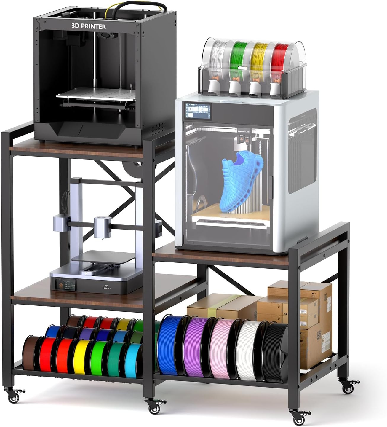 Sturdy 3D Printer Stand with Filament Storage, Heavy Duty 3D Printer Table