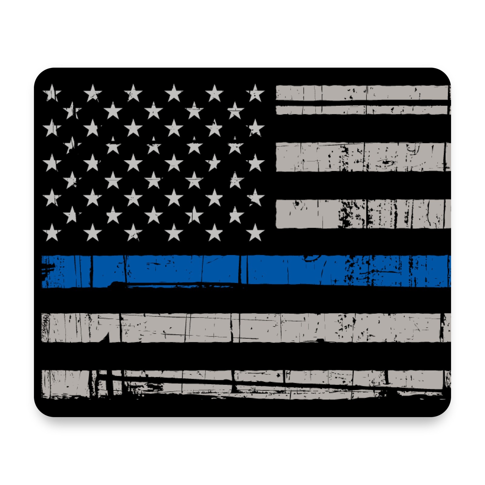 Thin Blue Line American Flag Distressed Grunge Police Support Mouse Pad