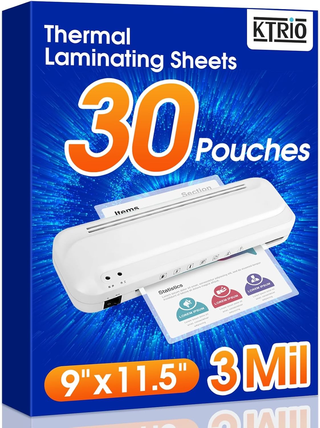 30 Pack Laminating Sheets, Hold 8.5 x 11 Inches, 3 Mil Thermal Laminating