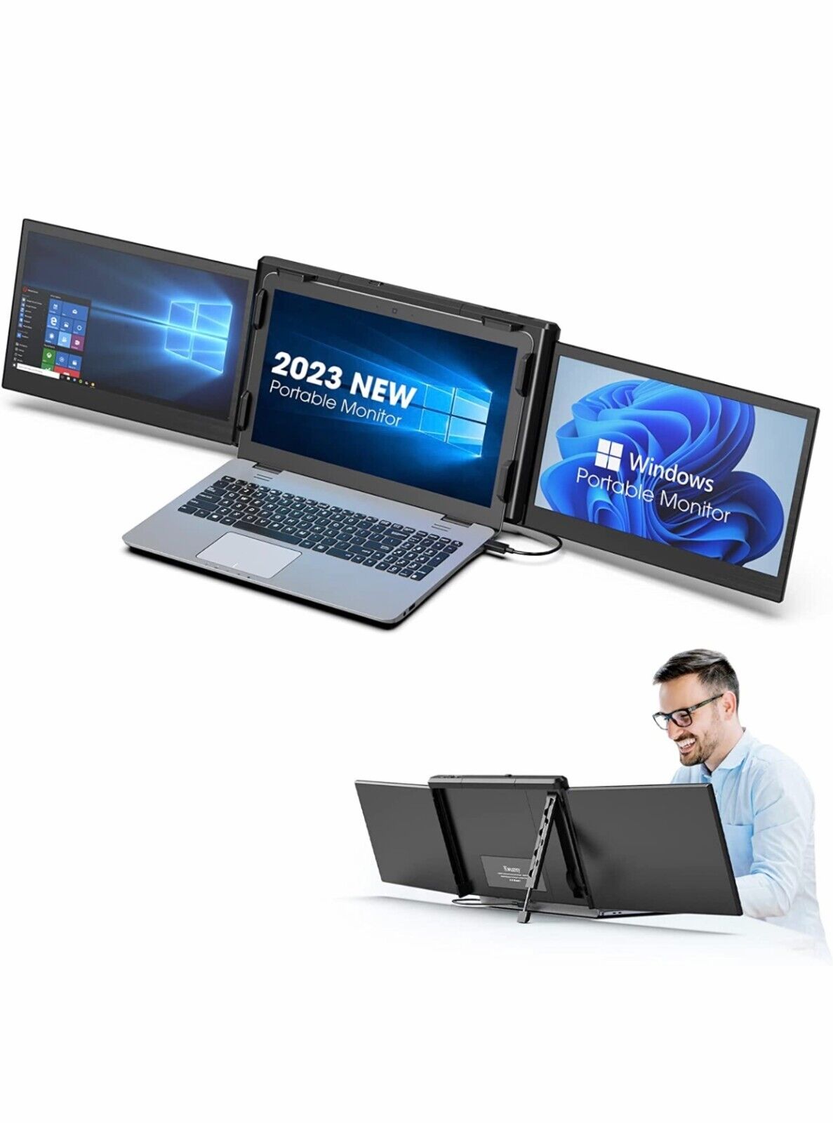 Laptop Monitor Extender 12\'\', Portable Monitor for Laptop, [2023] 1080P Full HD