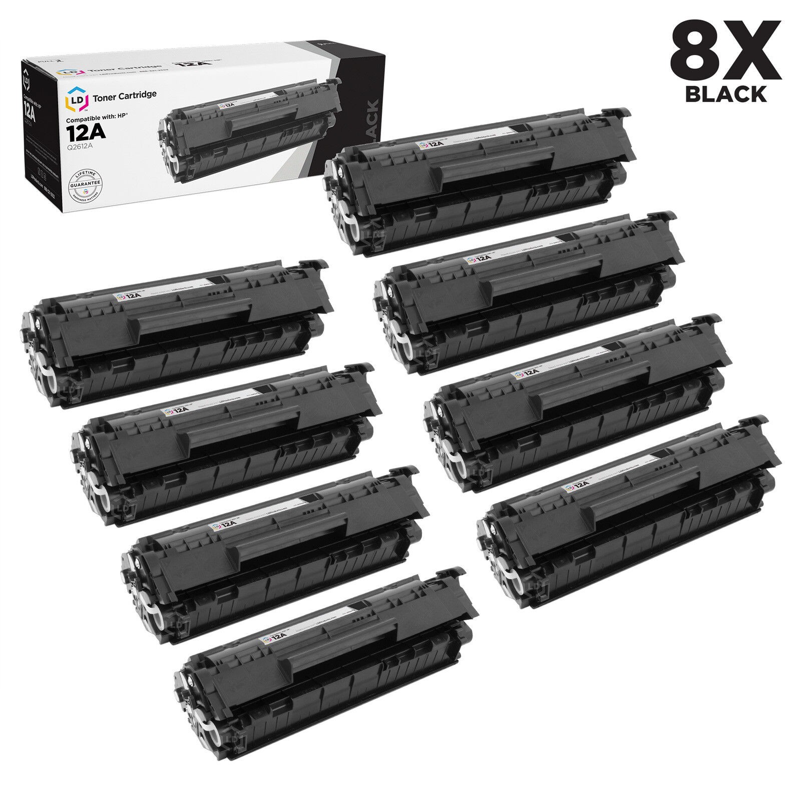 LD 8PK Comp Black Laser Toner Cartridge for HP 12A Q2612A LaserJet 1010 1012