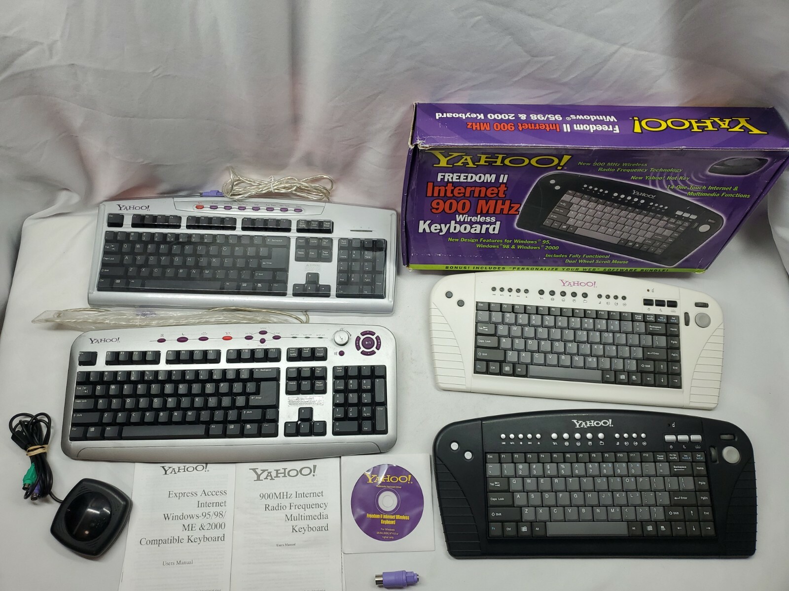 Yahoo Direct Access Internet Keyboard Vintage lot wired & Wireless mouse