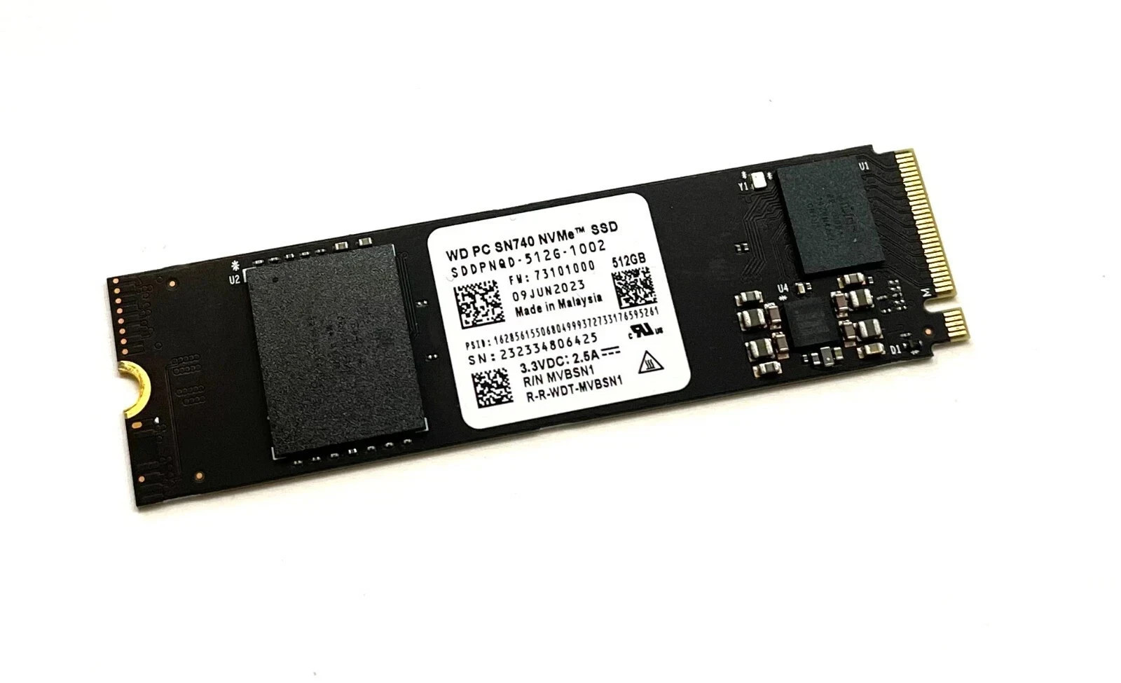 Western Digital 512GB M.2 SN740 NVMe - 100% Health 22x80mm SSD SDDPNQD-512G