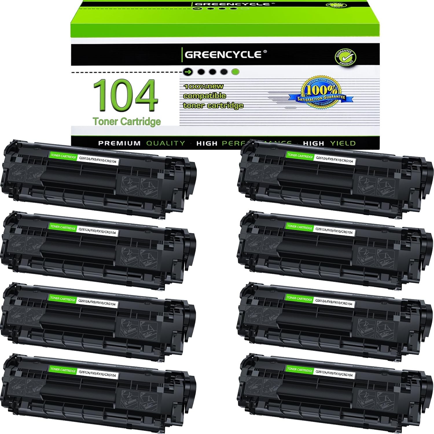 8PK BK Toner Fits for Canon 104 FX-9 FX-10 imageCLASS MF4370dn MF4380dn L90 L100