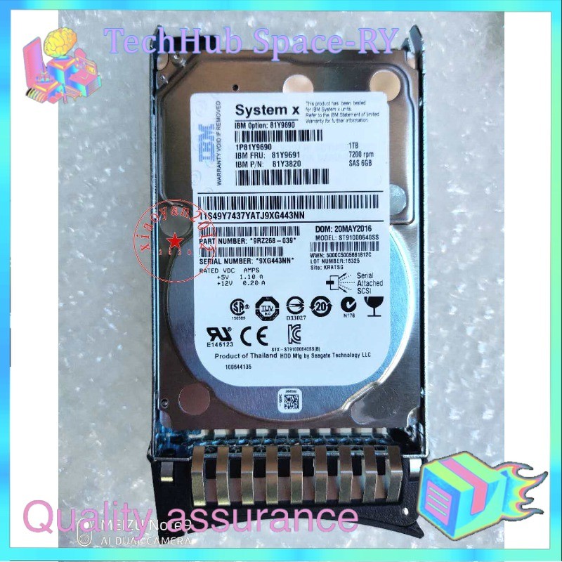 IBM 81Y9690 1TB 7.2K 6Gbps SAS 2.5" SFF HDD 81Y9691 81Y3820